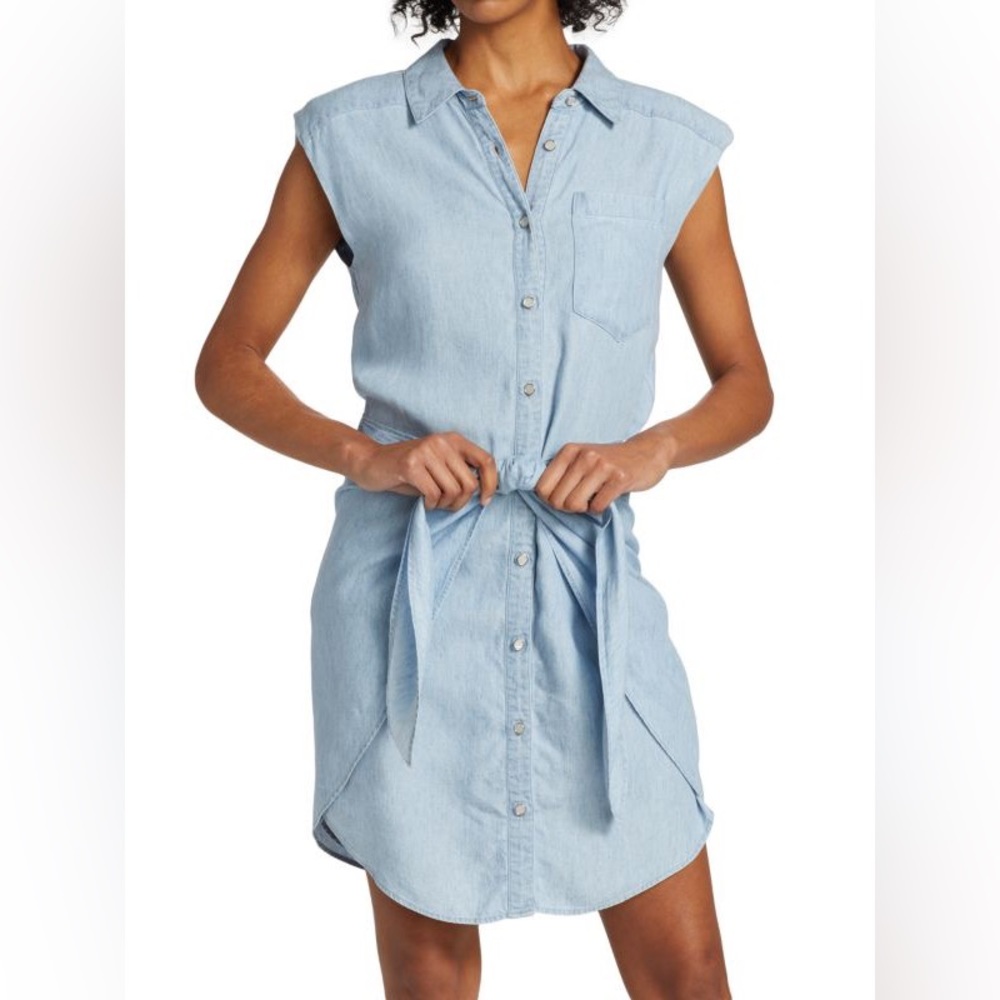 Veronica Beard Size: 2 Allison Tie Accented Chambray Dress